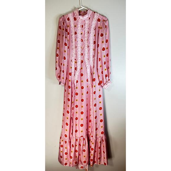 NWOT LISOU Floral Ruffle Long Sleeve Silk Maxi Dress SZ 2 - Picture 5 of 12